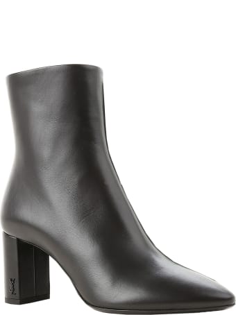 Saint Laurent Black Leather Lou 70 Pin Zip Ankle Boots