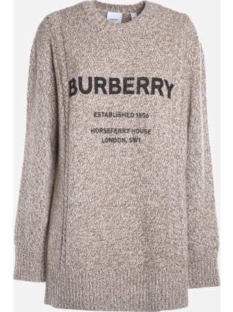 Burberry Wool Blend Sweater With Contrasting Logo Print