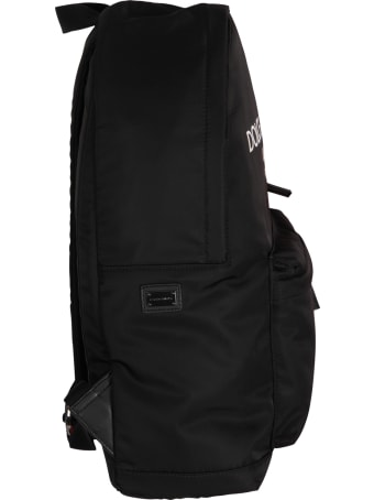 Dolce & Gabbana Black Backpack With White Logo For Kid
