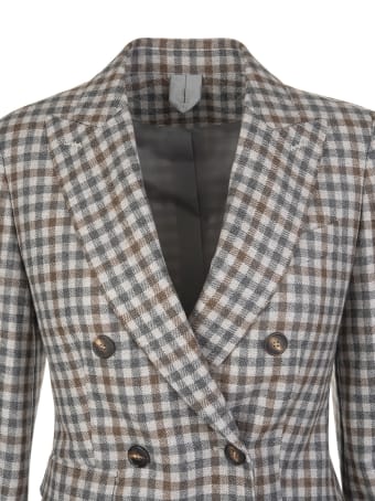 Max Mara Sand Arabba Blazer With Multicolor Checks