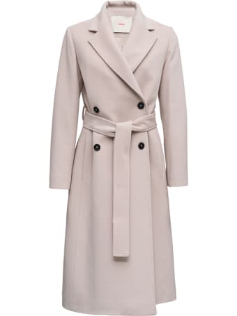 Jucca Long White Wool Blend Coat With Belt