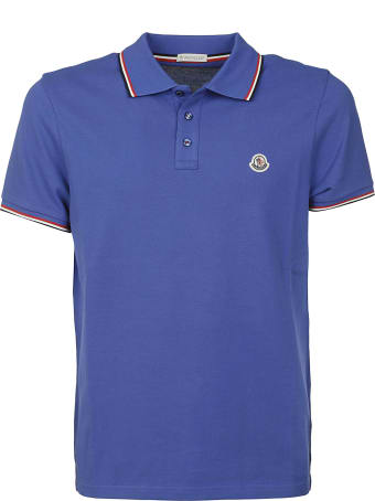 Moncler Stripe Trim Logo Patched Polo Shirt