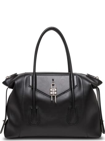 Givenchy Antigona Soft Lock Handbag In Black Leather