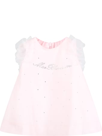 Blumarine Pink Dress For Baby Girl With Logo