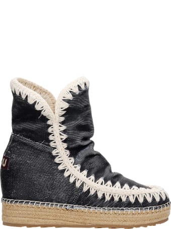 Mou Inner Wedge Ankel Boots Inside Wedge In Black Synthetic Fibers