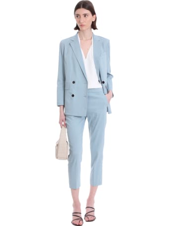 Theory Blazer In Cyan Linen