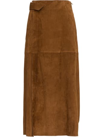 Alberta Ferretti Suede Pleated Skirt