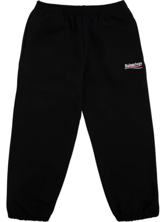 Balenciaga Black Cotton Joggers With Logo Print