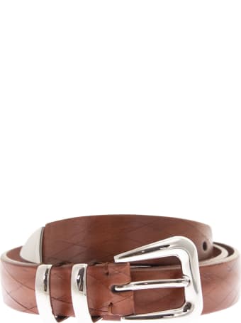 Brunello Cucinelli Leather Scratched Belt With Tip