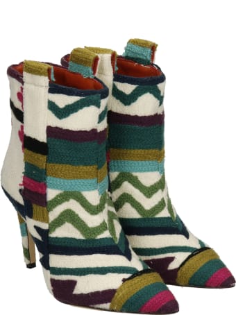 Bams Silla High Heels Ankle Boots In White Synthetic Fibers