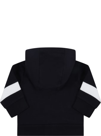 Moncler Blue Sweatshirt For Baby Kids With Iconic Patch