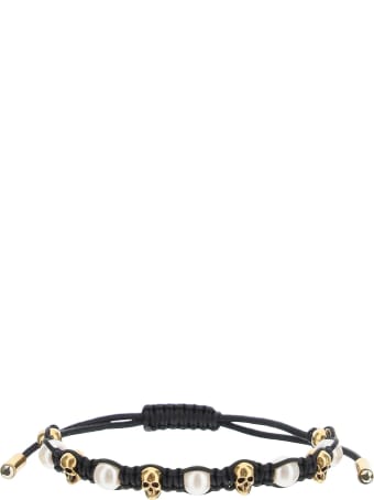 Alexander McQueen Skull And Pearl Friendship Bracelet