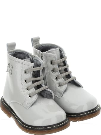 Monnalisa White Leather Boots With Logo