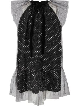 Oscar de la Renta Black Dress For Girl With Silver Polka-dots