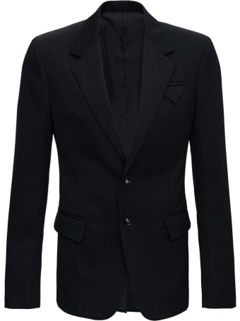 Bottega Veneta Single-breasted Jacket In Black Wool