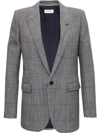 Saint Laurent Virgin Wool Houndstooth Blazer