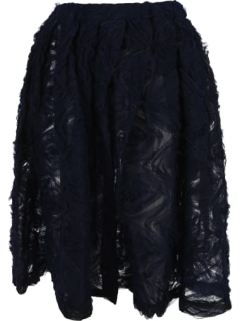 Comme Des Garçons Girl Navy Ruffled-detail Tulle Skirt