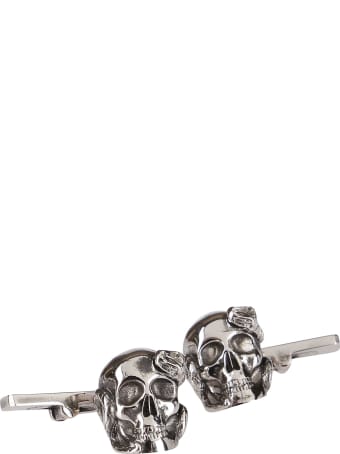 Alexander McQueen Silver-tone Metal Skull And Snake Cufflinks