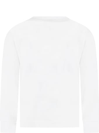 Stone Island Junior White T-shirt Fo Boy With Iconic Compass