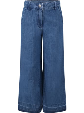 Stella McCartney Kids Blue Jeans For Girl With Patch Logo