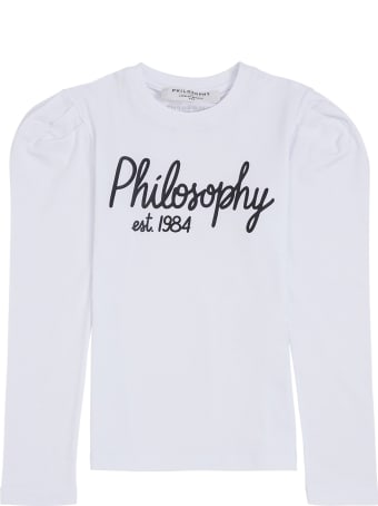 Philosophy di Lorenzo Serafini Kids Long-sleeved Cotton T-shirt With Logo