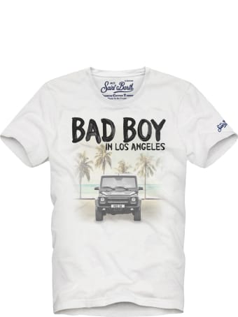 MC2 Saint Barth White Boy T-shirt With Car Print
