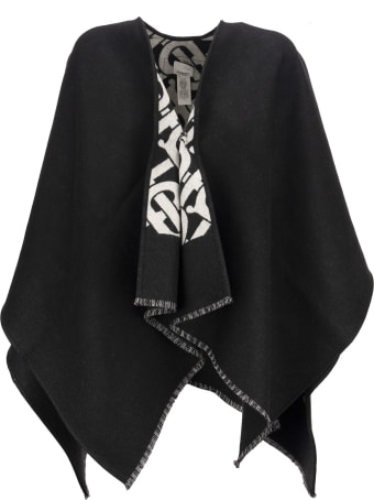 Burberry Solid - Wool Cape With Jacquard Monogram Pattern