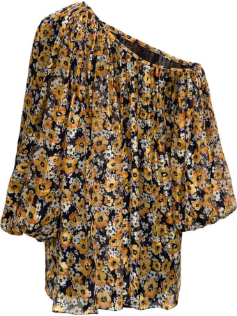 Saint Laurent Floral Silk Asymmetrical Dress