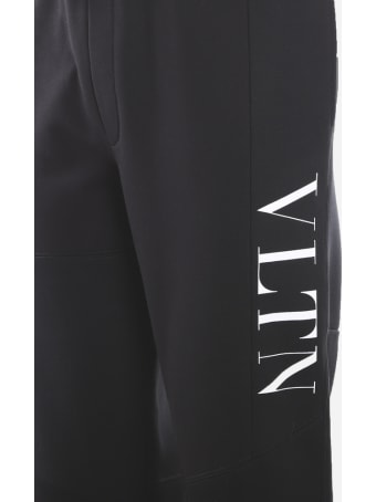Valentino Cotton Blend Trousers With Vltn Print