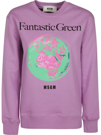 MSGM Fantastic Green Earth Print Sweatshirt