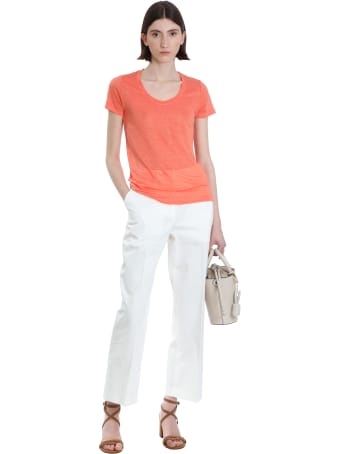 120% Lino T-shirt In Orange Linen