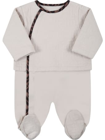 Fendi Beige Set For Babykids With Ff