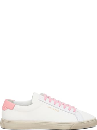 Saint Laurent Andy Low White And Pink Fabric Sneakers