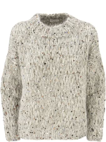 Brunello Cucinelli Mohair And Cotton Sweater With Sequins