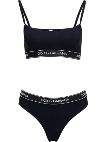 Dolce & Gabbana Black Bikini With Logoed Elastic Band