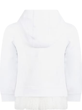Ermanno Scervino Junior White Sweatshirt For Girl With Logo