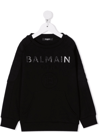 Balmain Black Kids Sweatshirt With Metallic Logo