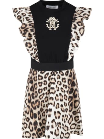 Roberto Cavalli Multicolor Dress For Girl With Logo