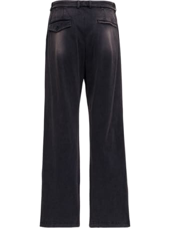 Balenciaga Slim Trousers In Black Washed Cotton
