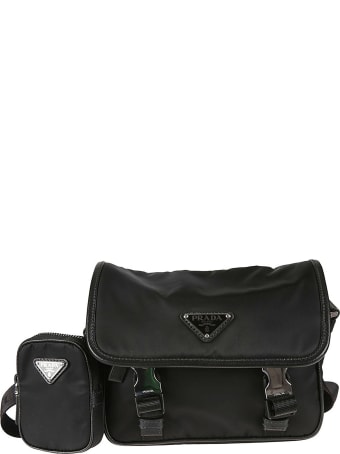 Prada Buckled Flap Logo Pouch Shoulder Bag