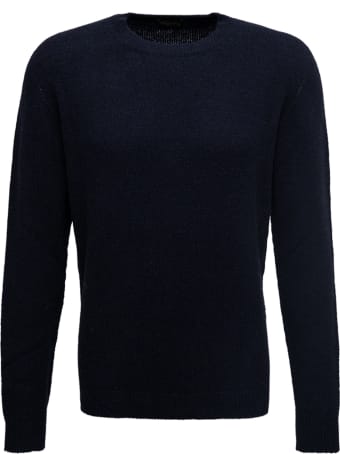Roberto Collina Blue Crew Neck Wool Blend Sweater