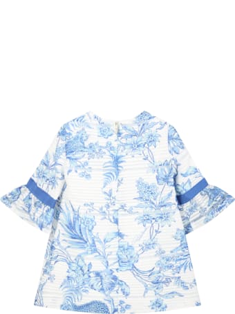 Roberto Cavalli White Dress For Baby Girl With Flowers