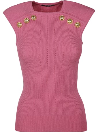 Balmain Button Embellished Sleeveless Top