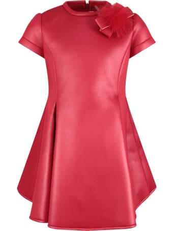 Loredana Red Dress For Girl With Pom-pom