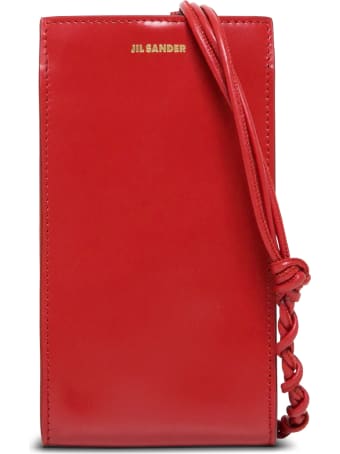 Jil Sander Tangle Red Leather Crossbody Bag For Smartphone