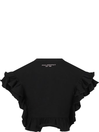 Philosophy di Lorenzo Serafini Black T-shirt For Girl With Logo
