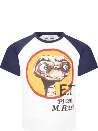 Mini Rodini White T-shirt For Kids With E.t. And Logo