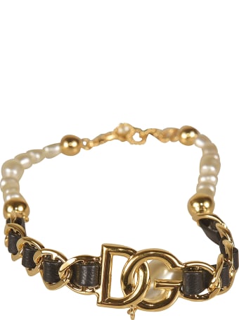 Dolce & Gabbana Pearl Embellished Logo Bracelet