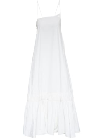 Jil Sander Long Dress In White Cotton