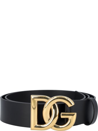 Dolce & Gabbana Dolce&gabbana Lux Leather Belt With Crossover Dg Logo Buckle